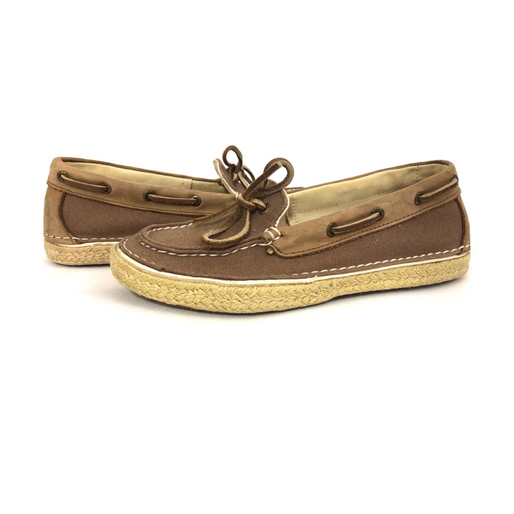 🍑Sold Sperry Top Sider Shoes Canvas Leather - Picture 1 of 7